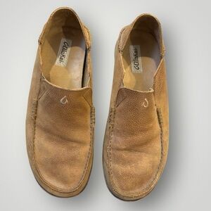 OluKai Moloa Camel Leather Slip On Shoes Mens  Size 12
